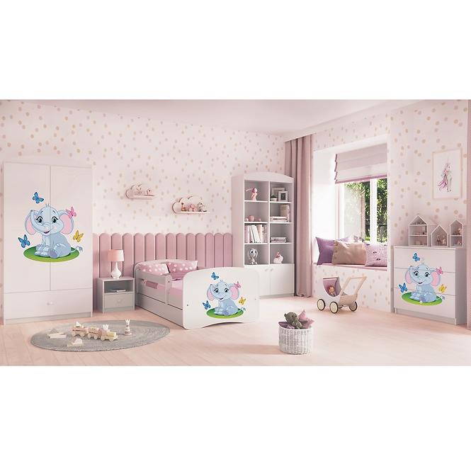 Kinderbett Babydreams+SZ+M weiß 80x180 Elefant