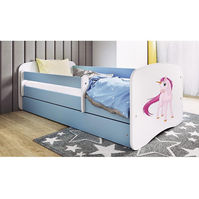 Kinderbett Babydreams+SZ+M blau 80x180 Einhorn
