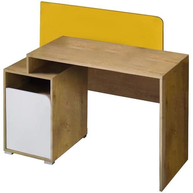 Schreibtisch Bruno 120cm Eiche Lefkas/Weiß/Gelb