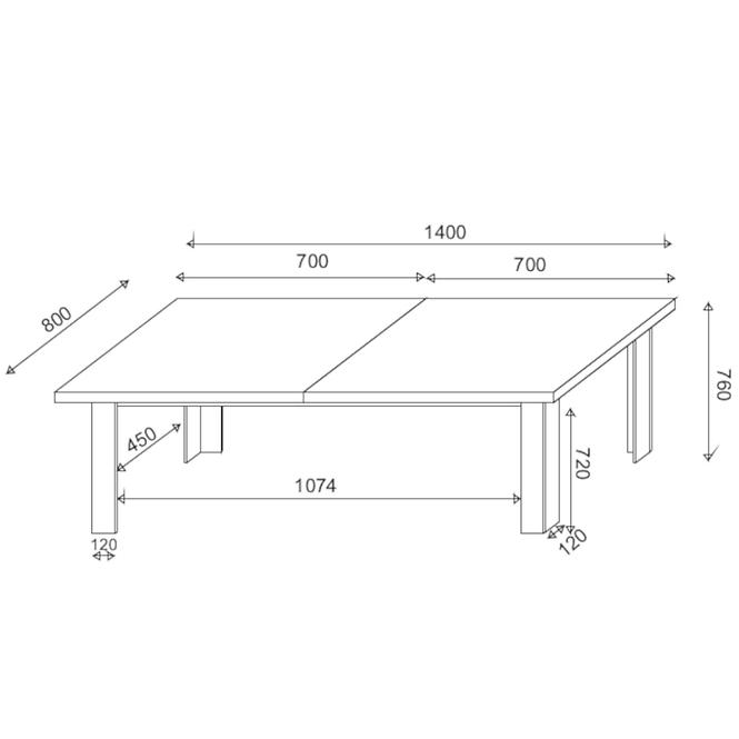Tisch Ken 140x80 Beton/Weiß