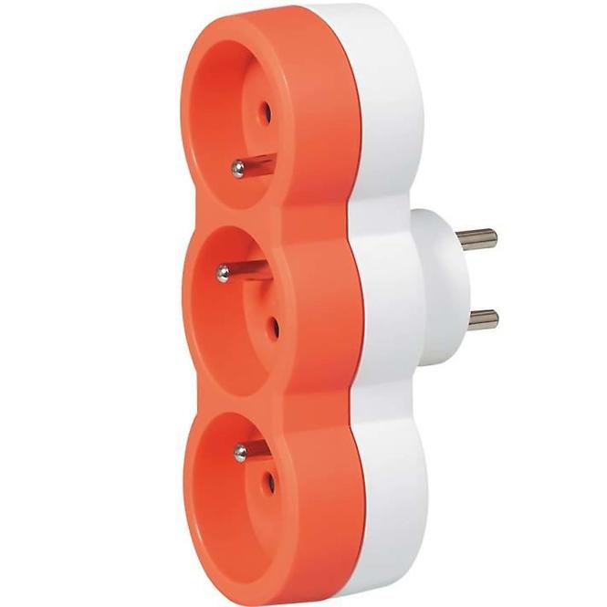 Mehrfachsteckdosen-Adapter 3X2P+Z weiß-orange Ebene