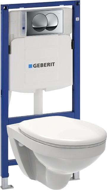 Unterputzspülkasten Geberit Duoofix Basic 111.153.00.1 + Betätigungsplatte + WC Hängeschüssel