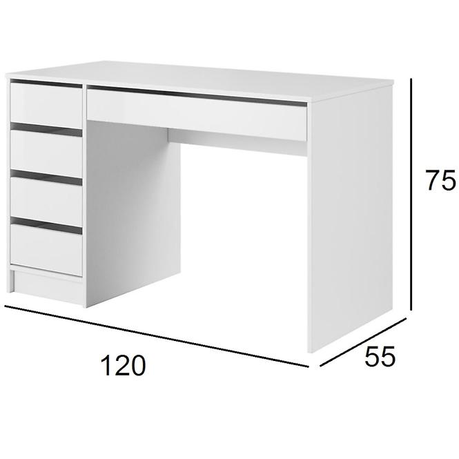 Schreibtisch Ada 120cm Weiß Glänzend