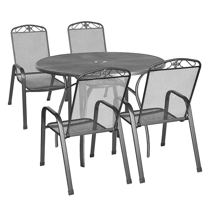 Metall Möbel Set vom runden Tisch + 4 Stühle