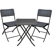 Gartenmöbel Set Tisch + 2 schwarze Stühle