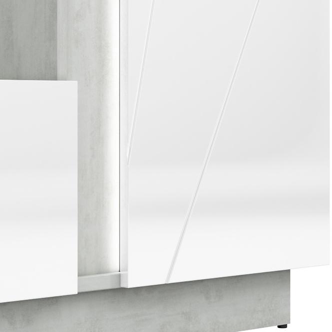 Vitrine Lumens 92cm Weiß Glanz/Beton