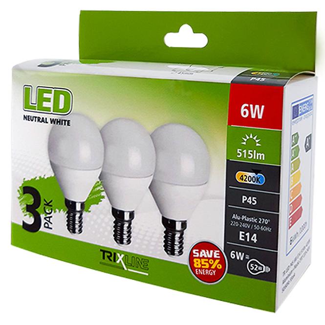 Glühbirne LED (3-PACK) P45 6W E14 4200K