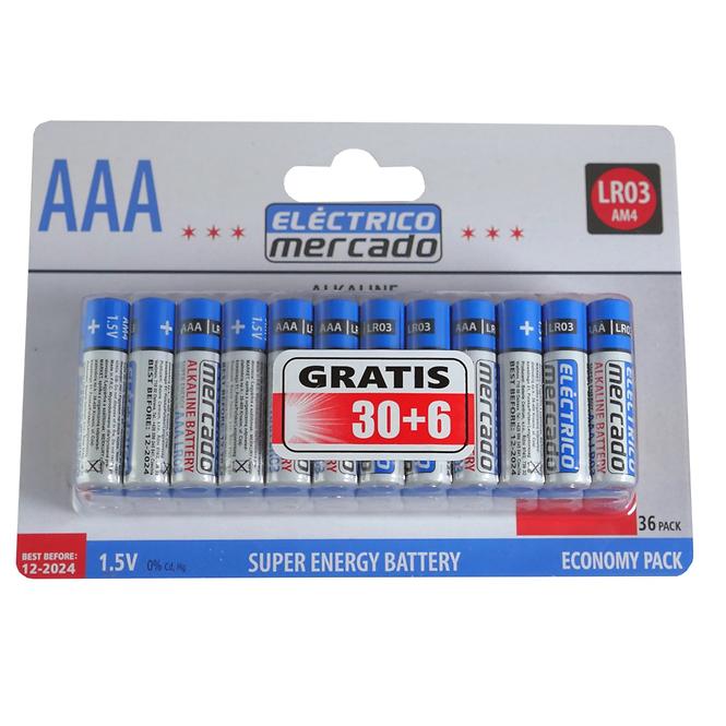 Alkalibatterien AAA LR03 36pcs