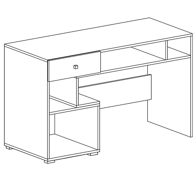 Schreibtisch Sigma 125cm Beton/Weiß/Eiche