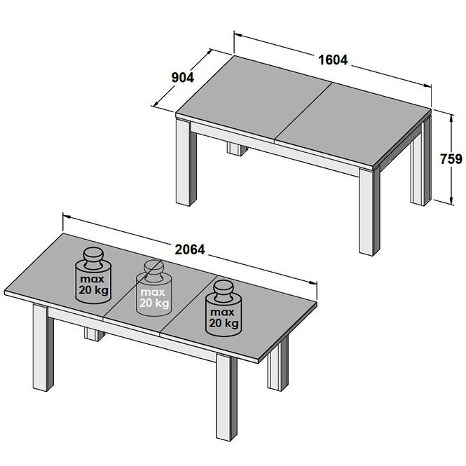 Tisch Lenox 75,9x90,4 Weiß/Beton