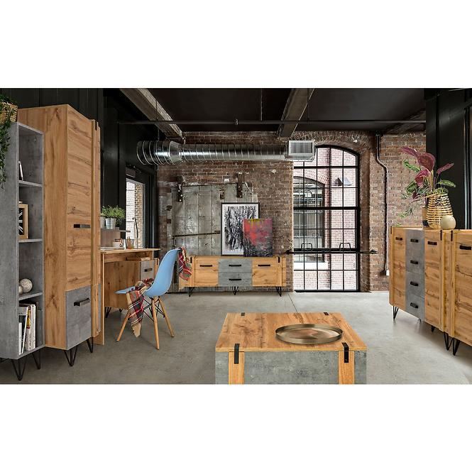 Schreibtisch Lofter 80cm Eiche Wotan/Beton Mill