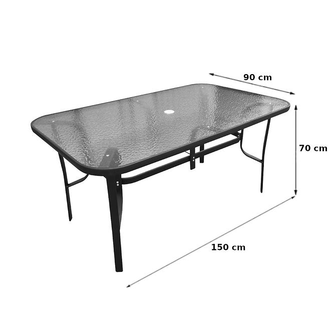 Glastisch mit einem loch 150x90x70 schwarz