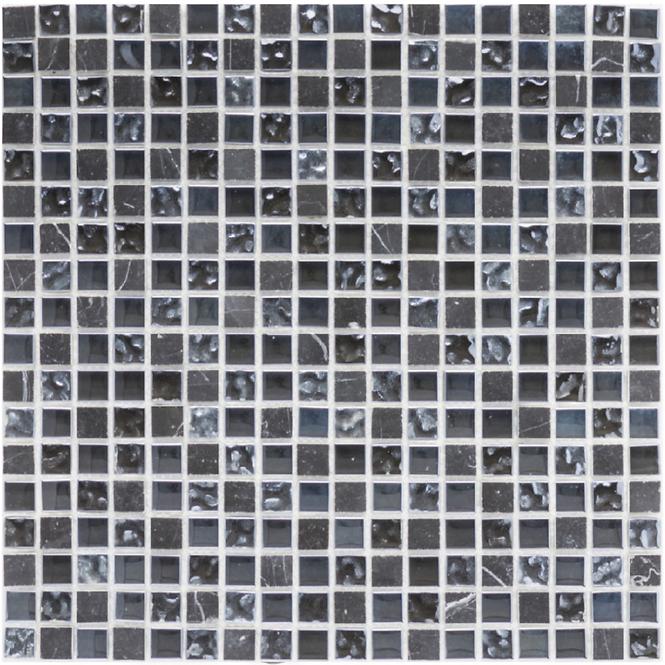 Mosaik Marmor schwarz/glassmix schwarz 47833 30,5x30,5x0,8