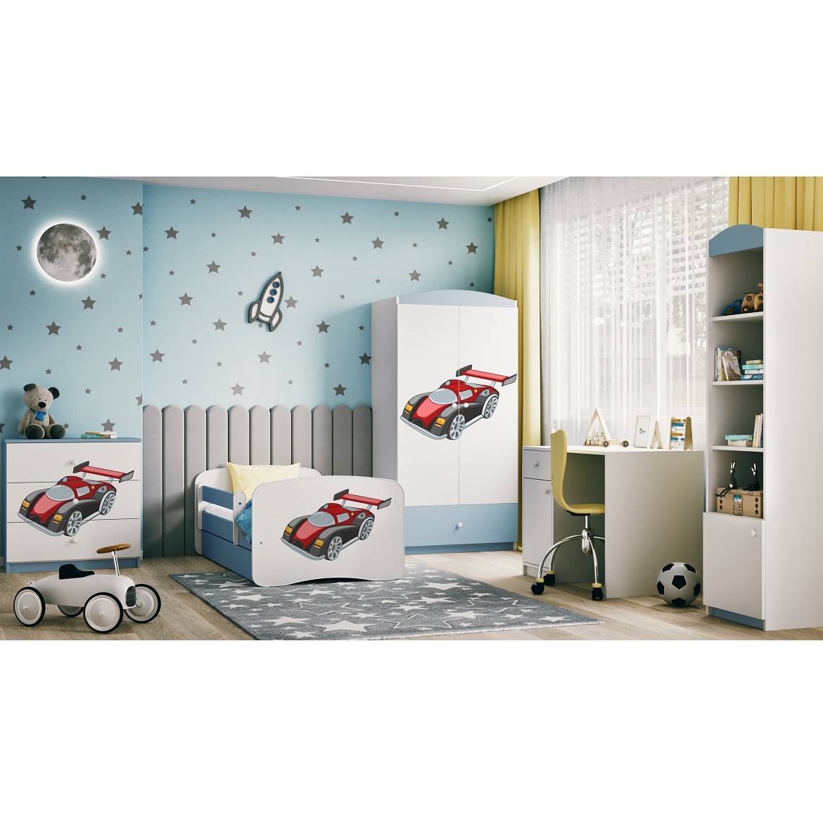 Kinderbett Babydreams+SZ blau 70x140 Auto,5