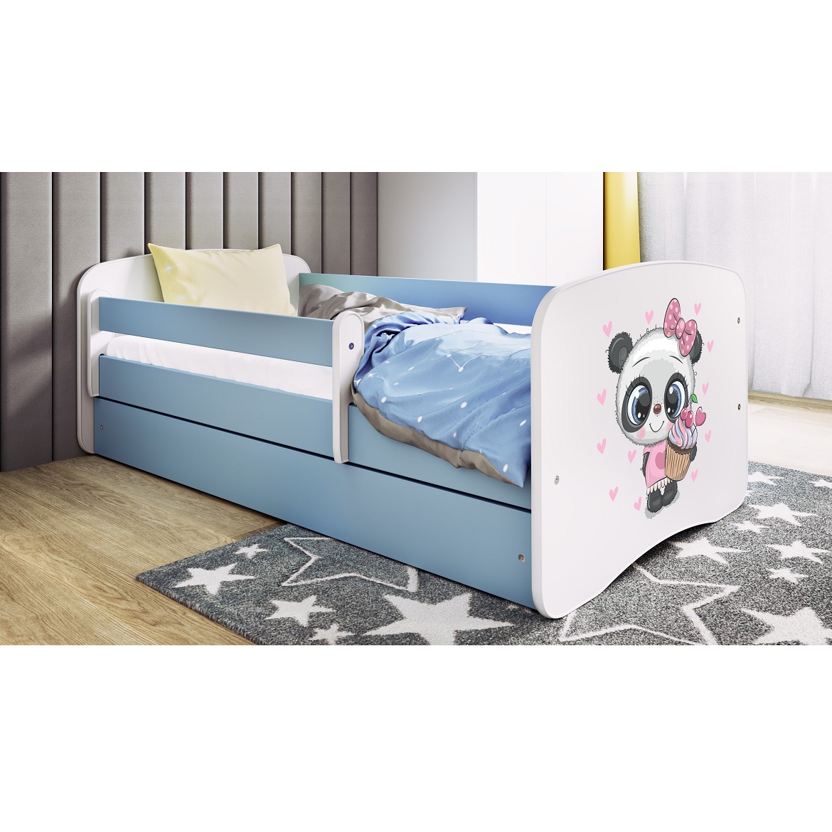Kinderbett Babydreams+SZ blau 80x160 Panda,5