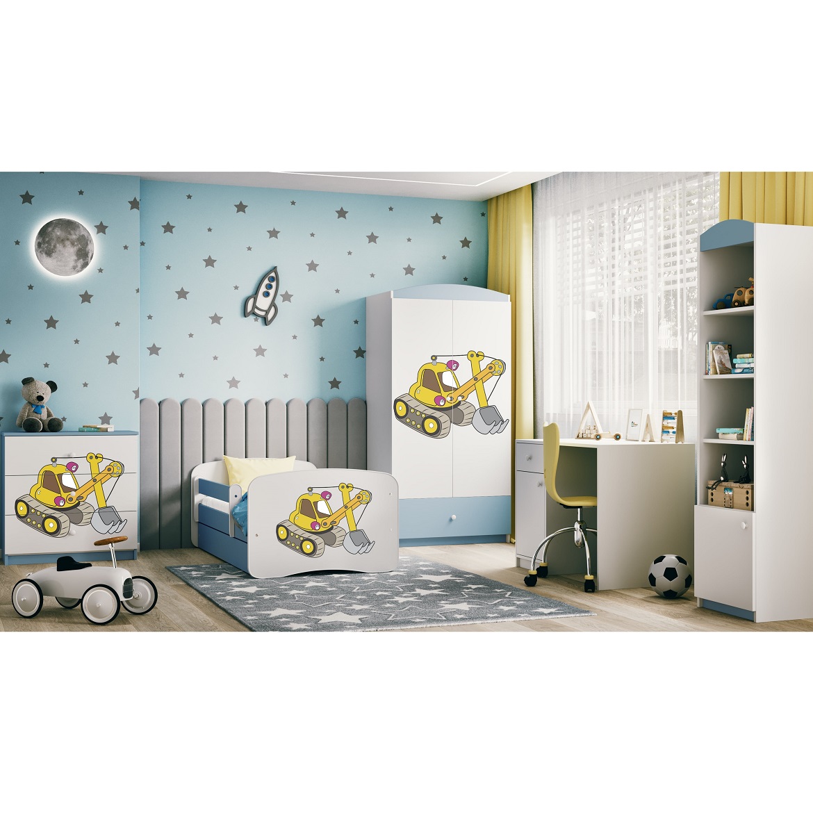 Kinderbett Babydreams+SZ blau 80x160 Bagger,5