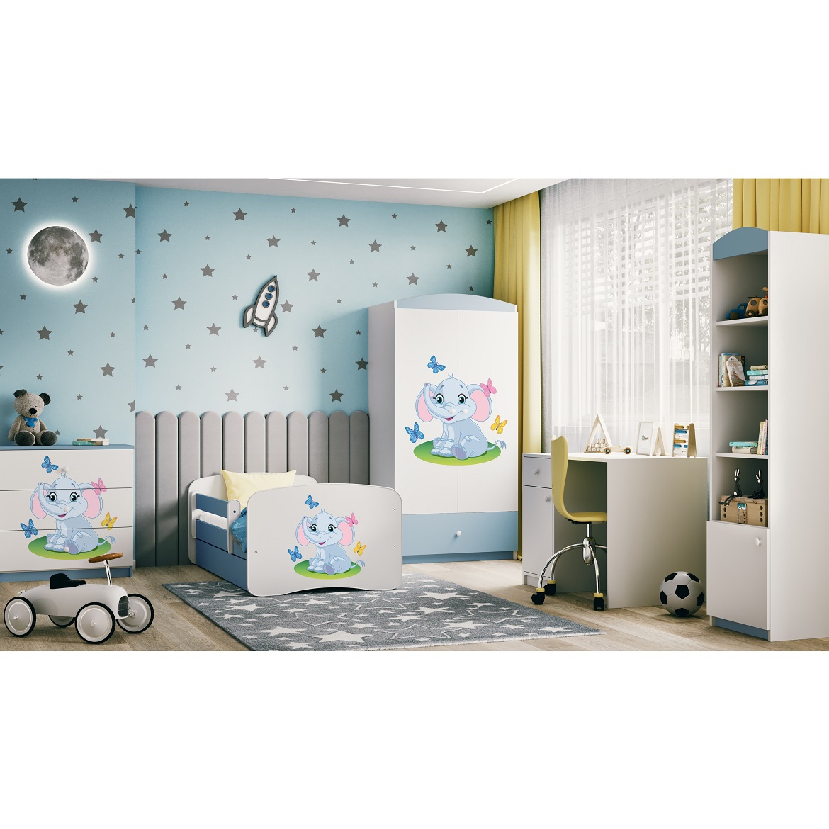 Kinderbett Babydreams+SZ blau 80x160 Elefant,6