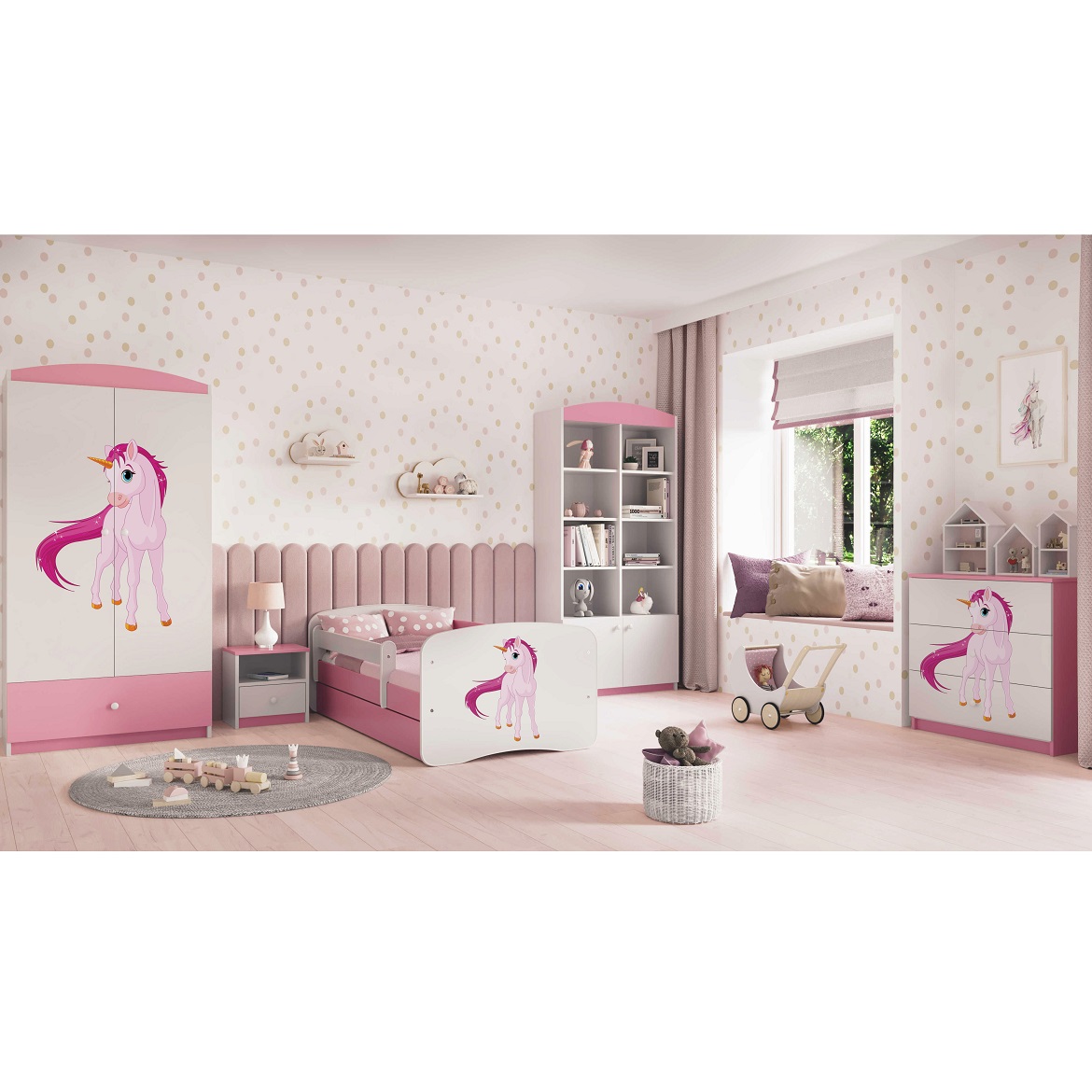 Kinderbett Babydreams+SZ rosa 80x160 Einhorn,5