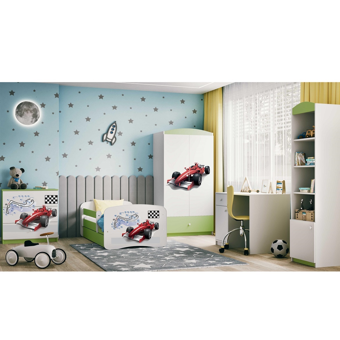 Kinderbett Babydreams+SZ grün 80x160 Formel,6