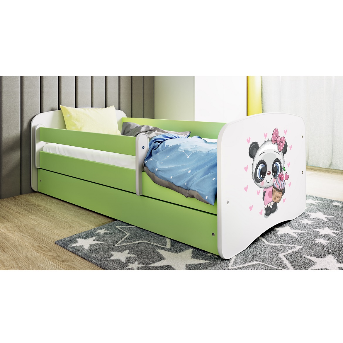 Kinderbett Babydreams+SZ grün 80x180 Panda,5