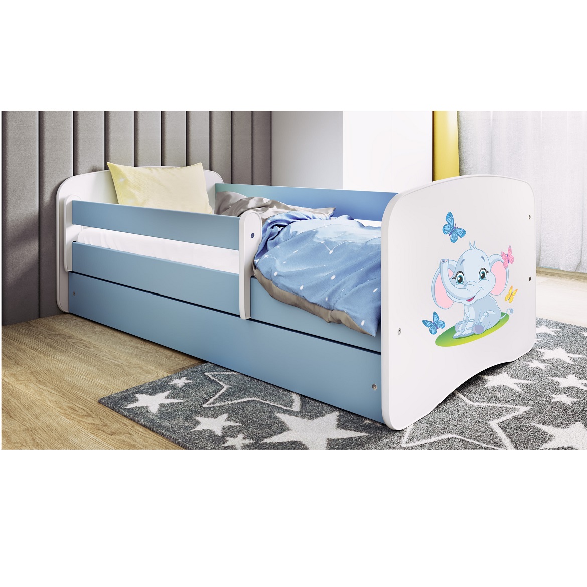 Kinderbett Babydreams+SZ blau 80x180 Elefant,6