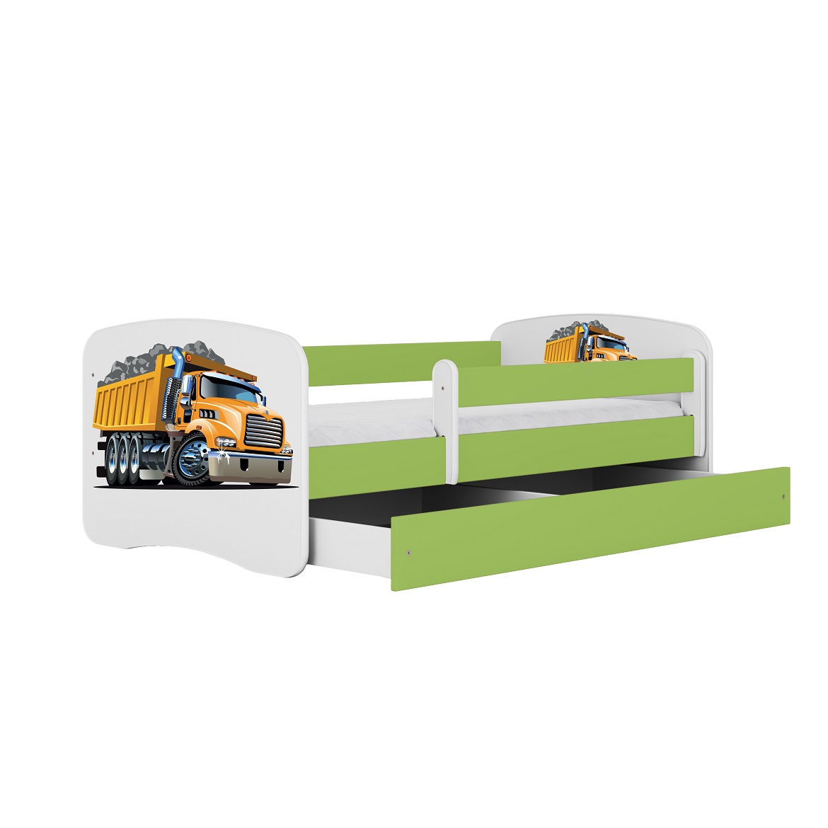 Kinderbett Babydreams+SZ+M grün 70x140 Lastwagen,2