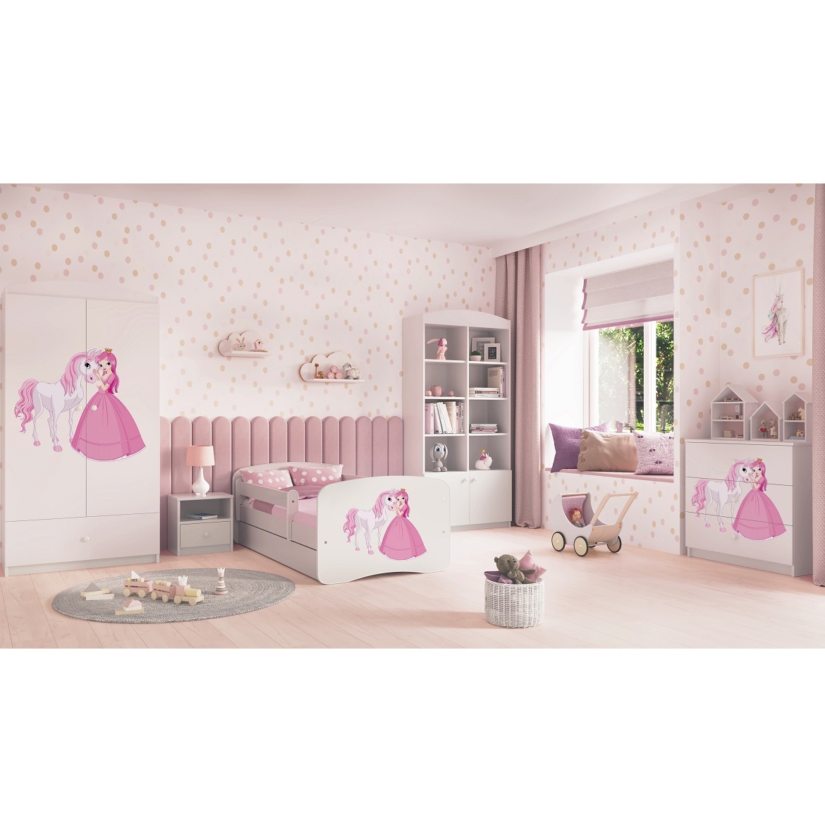 Kinderbett Babydreams+SZ+M weiß 80x160 Prinzessin 2,5