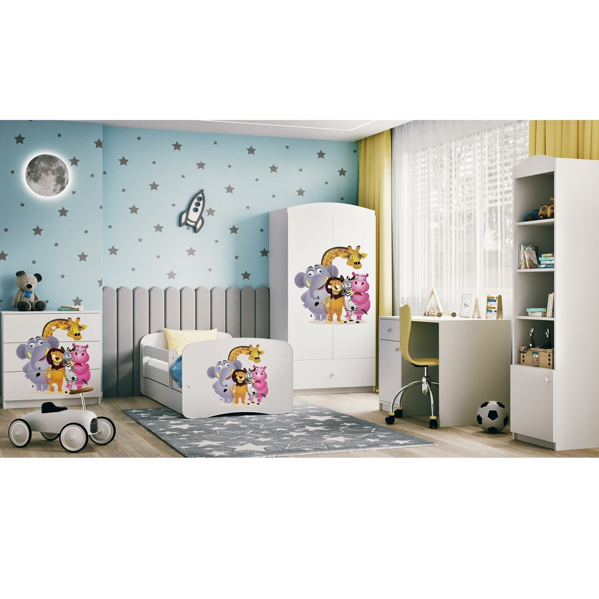 Kinderbett Babydreams+SZ+M weiß 80x160 Zoo,7