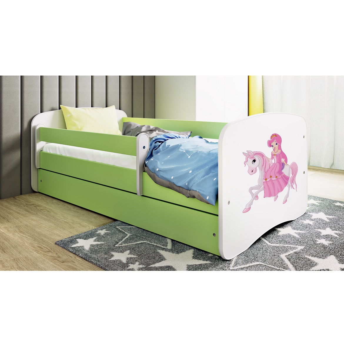 Kinderbett Babydreams+SZ+M grün 80x160 Prinzessin 1,5