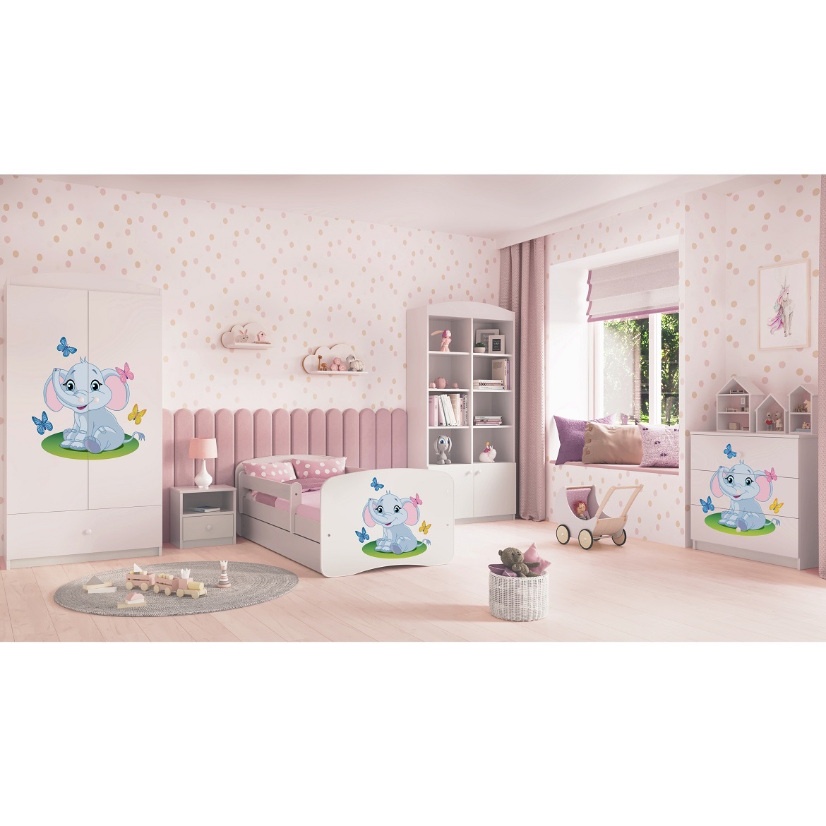 Kinderbett Babydreams+SZ+M weiß 80x180 Elefant,7