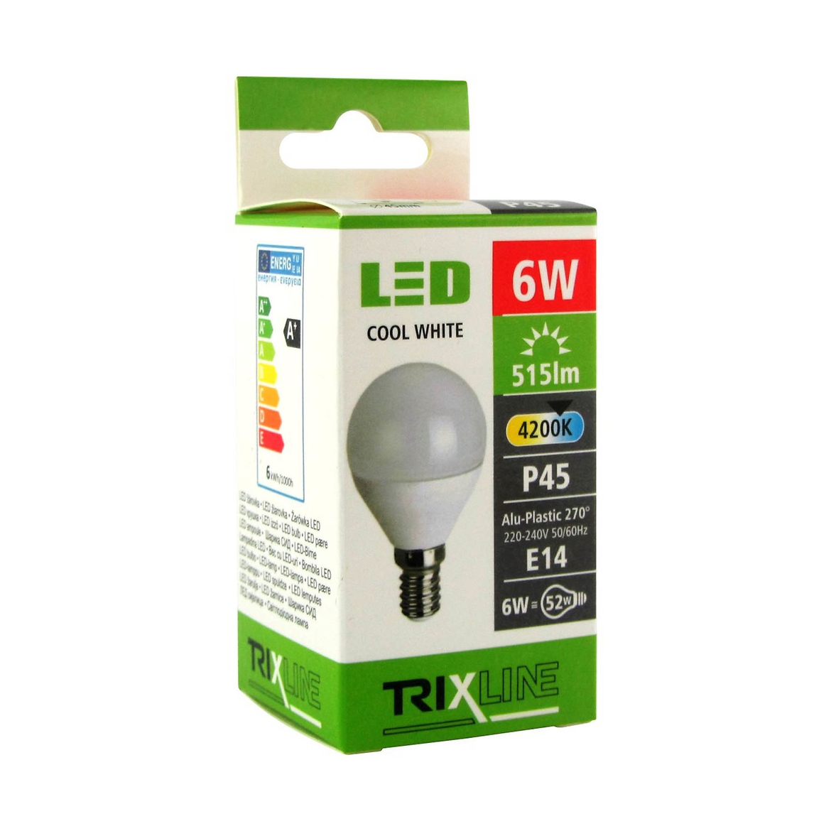 Glühbirne BC 6W TR LED E14 G45 4200K Trixline,2
