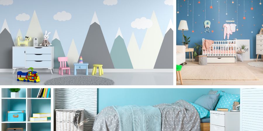Das Wolkenmotiv im Kinderzimmer, also Möbel in leichtem und hellem Design  