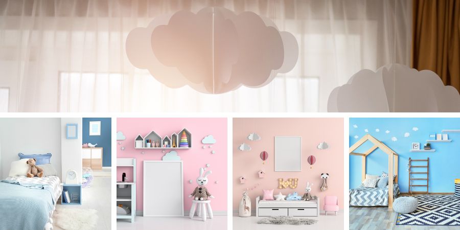 Ein Kinderzimmer mit Wolken, das mit dem Kind mitwächst 