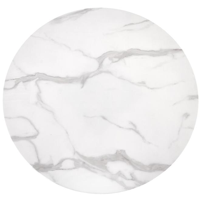 Esstisch Ambrosio 90 Glas/Stahl – Weiß Marmur/Schwarz