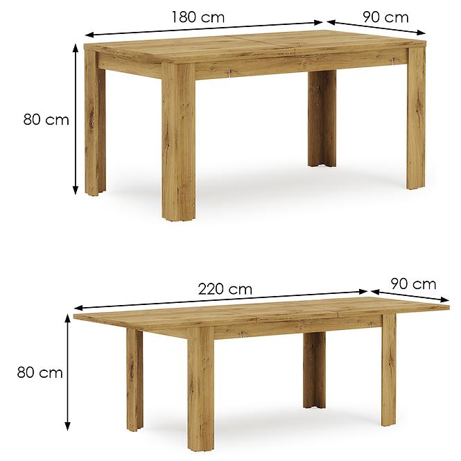 Tisch Miro 180+40 cm eiche/graphit