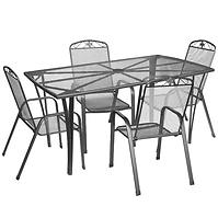 Metall Möbel Set rechteckiger Tisch + 4 Stühle